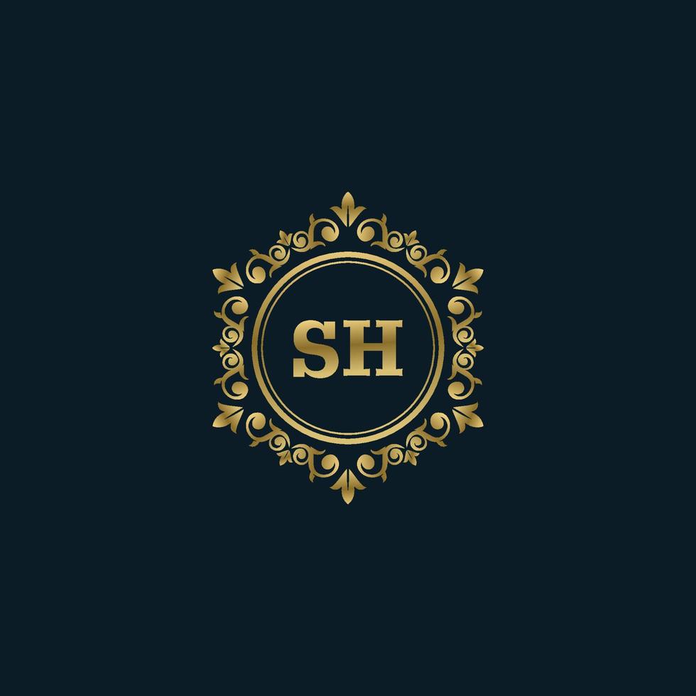 Letter SH logo with Luxury Gold template. Elegance logo vector template.