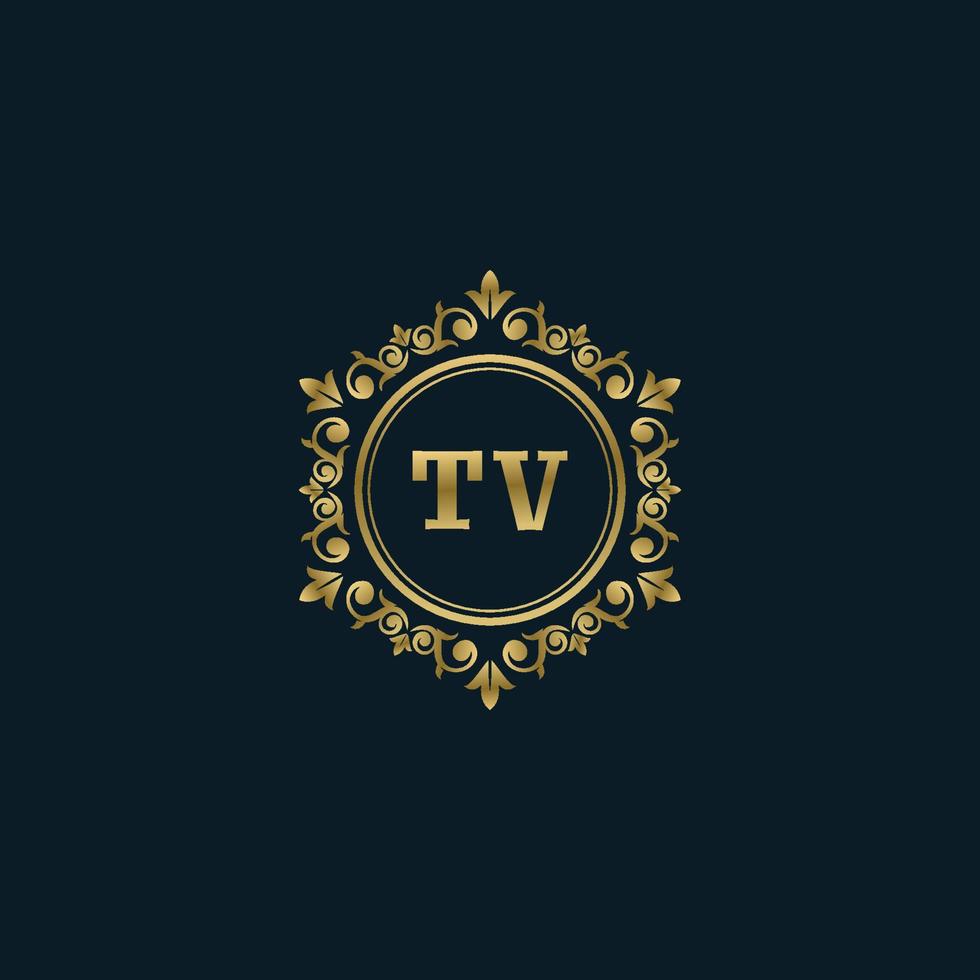 logotipo de tv de letras con plantilla de oro de lujo. plantilla de vector de logotipo de elegancia.