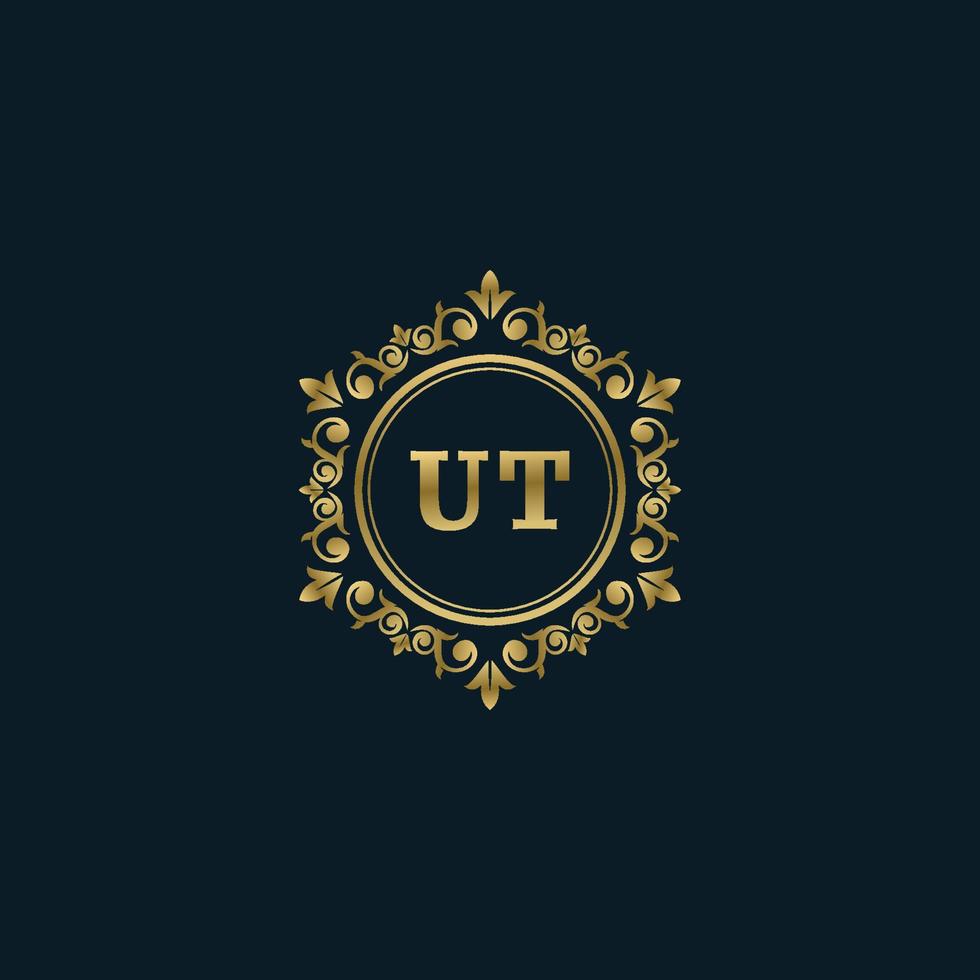 logotipo de letra ut con plantilla de oro de lujo. plantilla de vector de logotipo de elegancia.