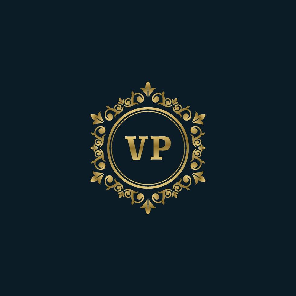 logotipo de letra vp con plantilla de oro de lujo. plantilla de vector de logotipo de elegancia.