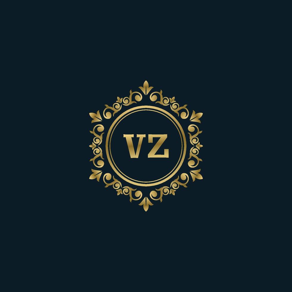 Letter VZ logo with Luxury Gold template. Elegance logo vector template