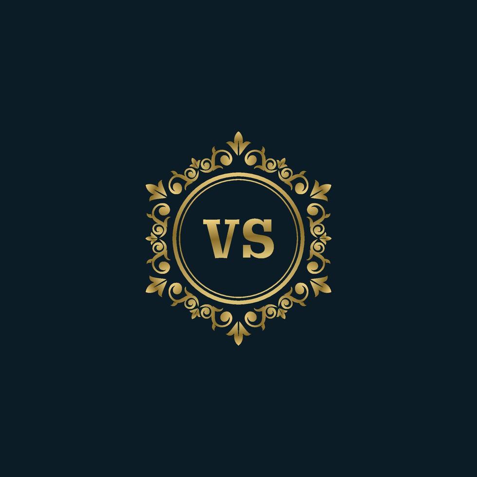 carta vs logotipo con plantilla de oro de lujo. plantilla de vector de logotipo de elegancia.