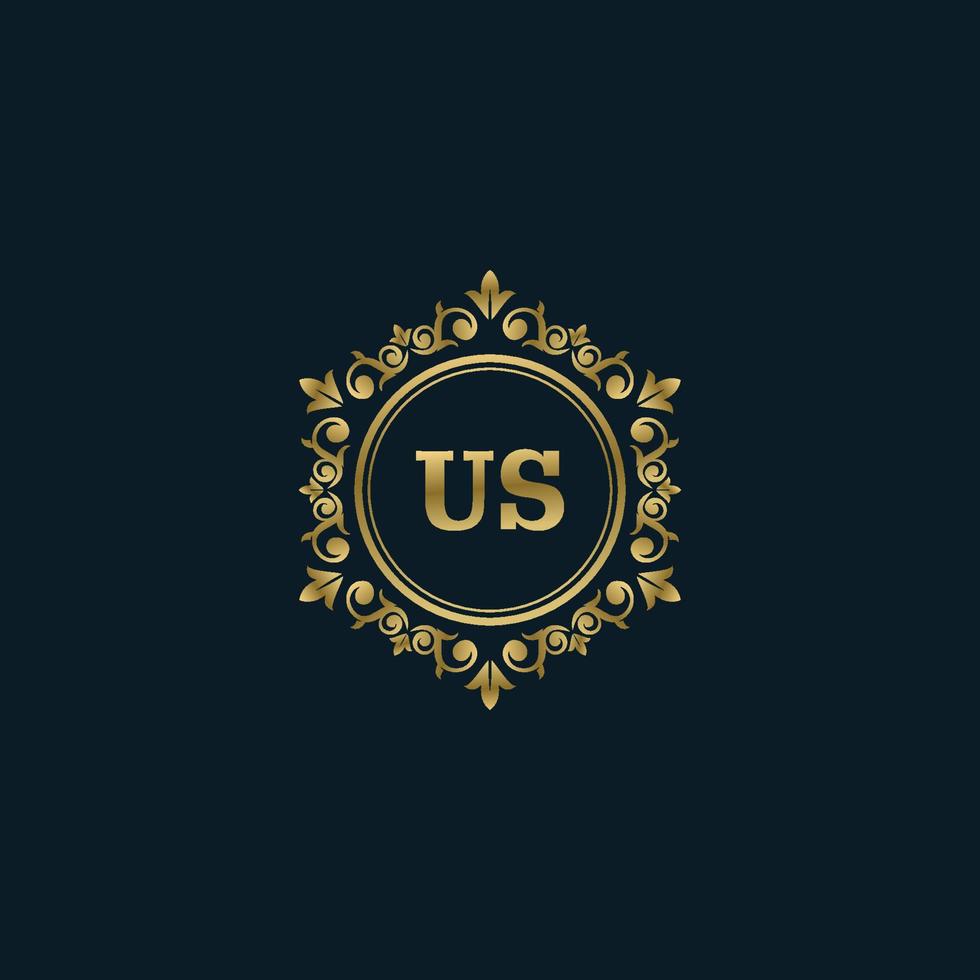Letter US logo with Luxury Gold template. Elegance logo vector template.