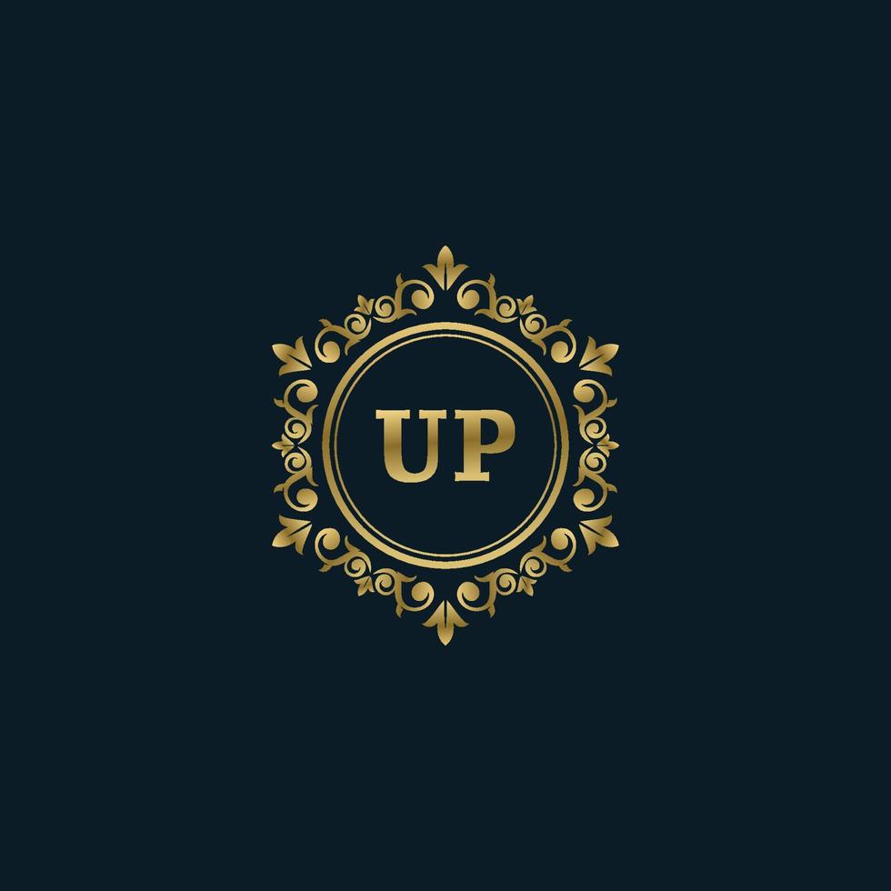 Letter UP logo with Luxury Gold template. Elegance logo vector template.