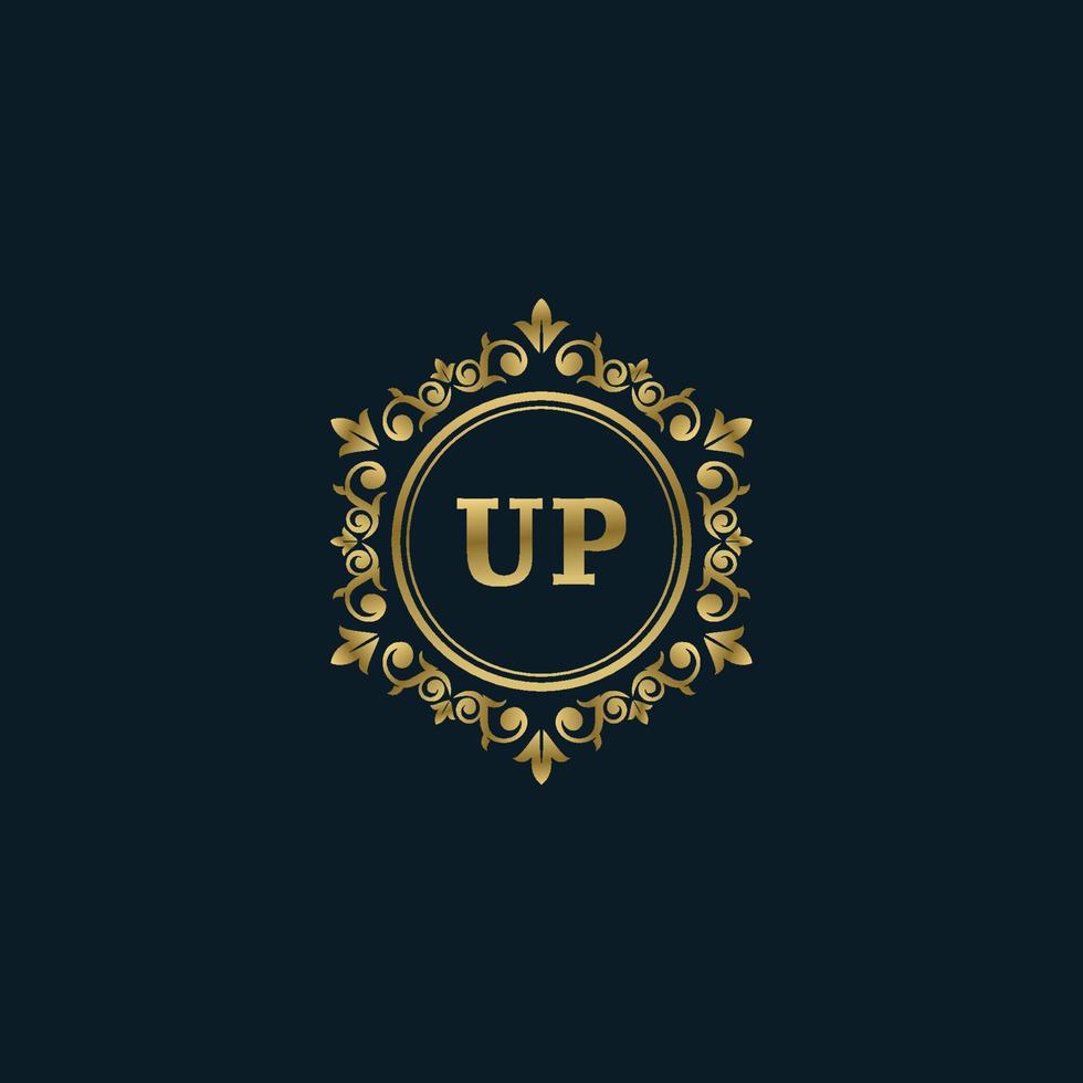 Letter UP logo with Luxury Gold template. Elegance logo vector template.