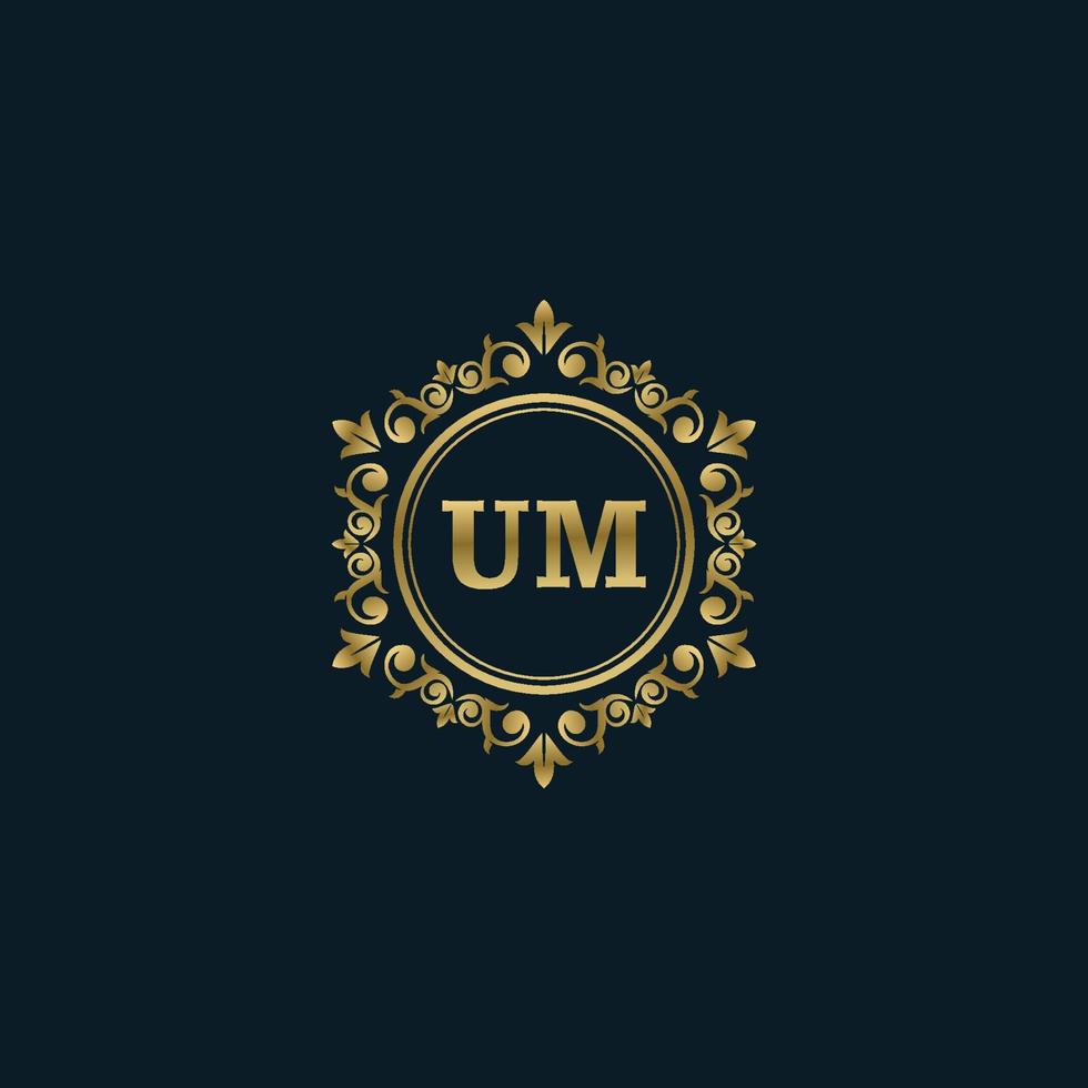 Letter UM logo with Luxury Gold template. Elegance logo vector template.