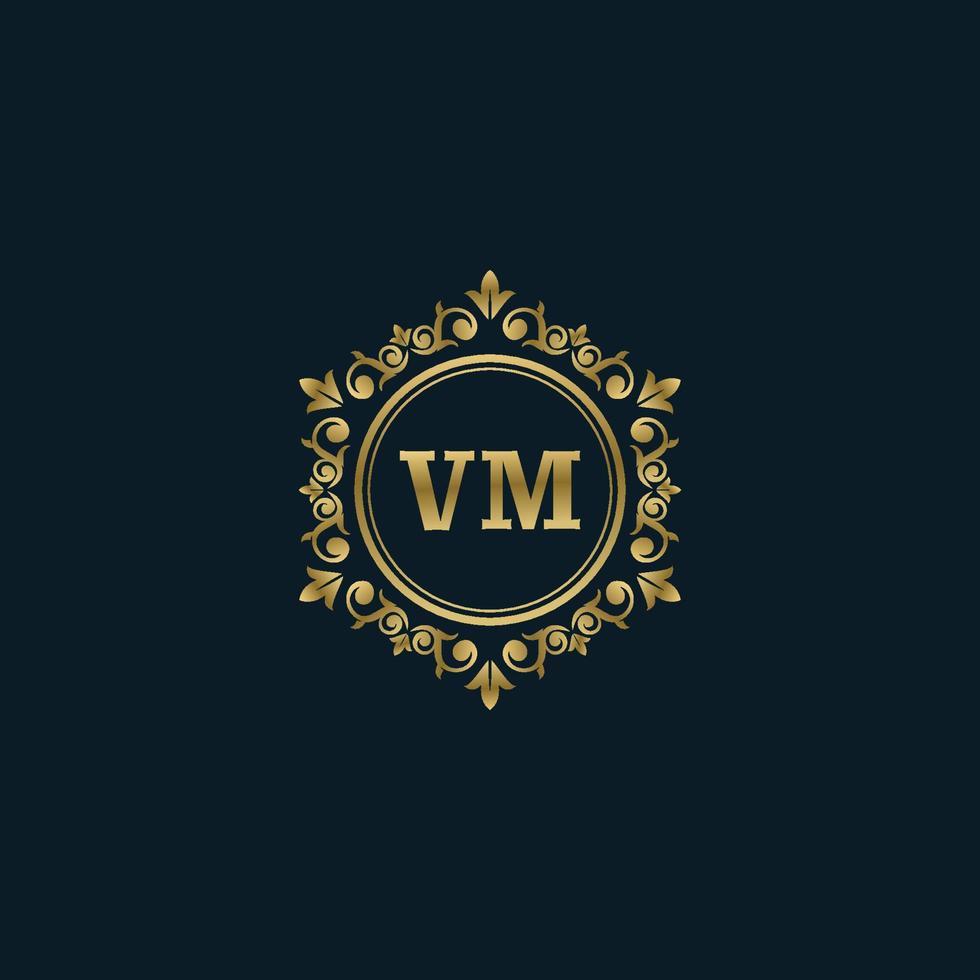 Letter VM logo with Luxury Gold template. Elegance logo vector template.