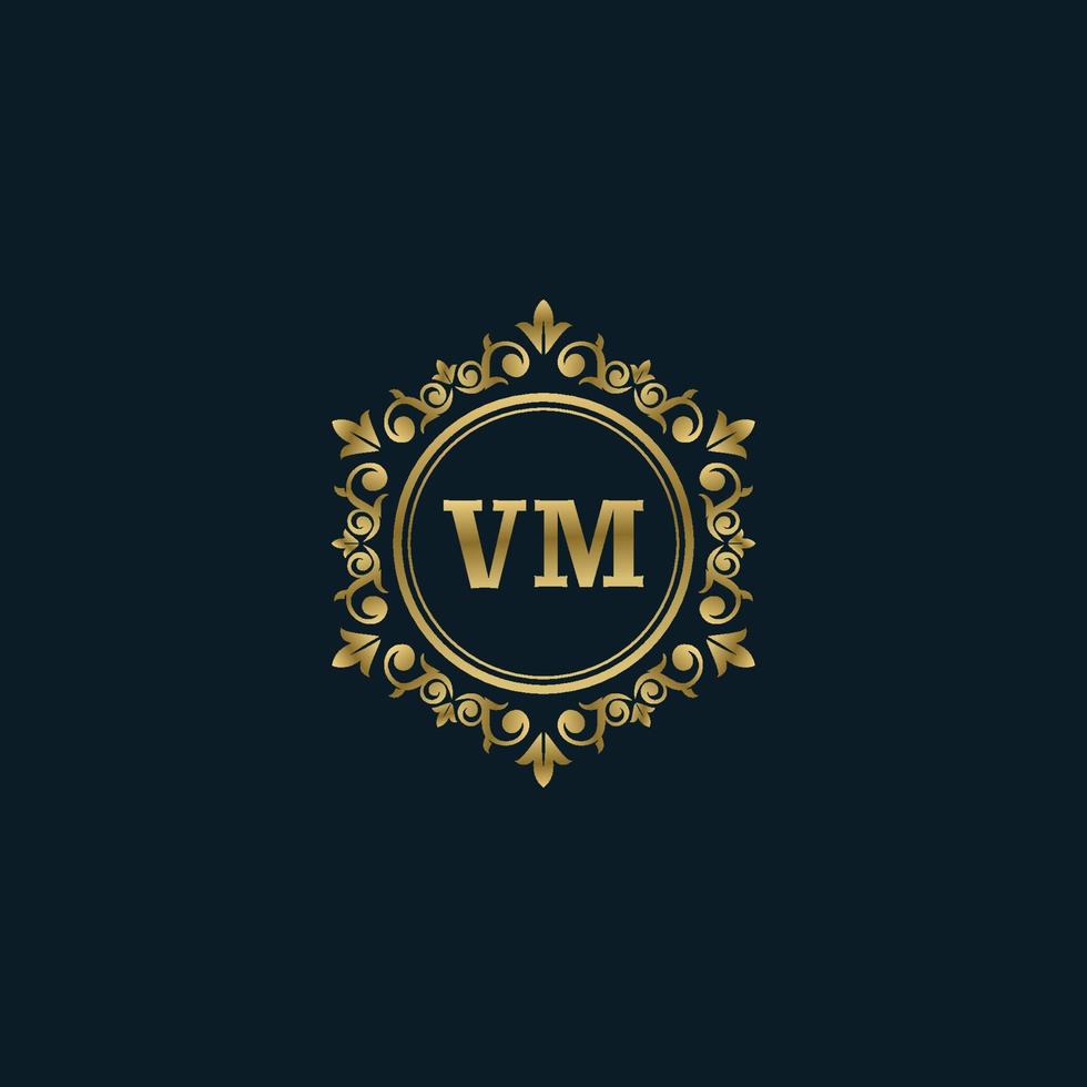 logotipo de letra vm con plantilla de oro de lujo. plantilla de vector de logotipo de elegancia.