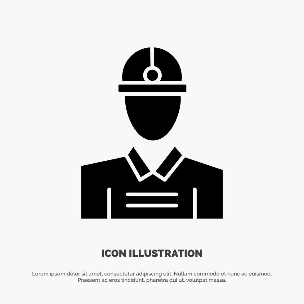 Construction Engineer Worker Work solid Glyph Icon vector