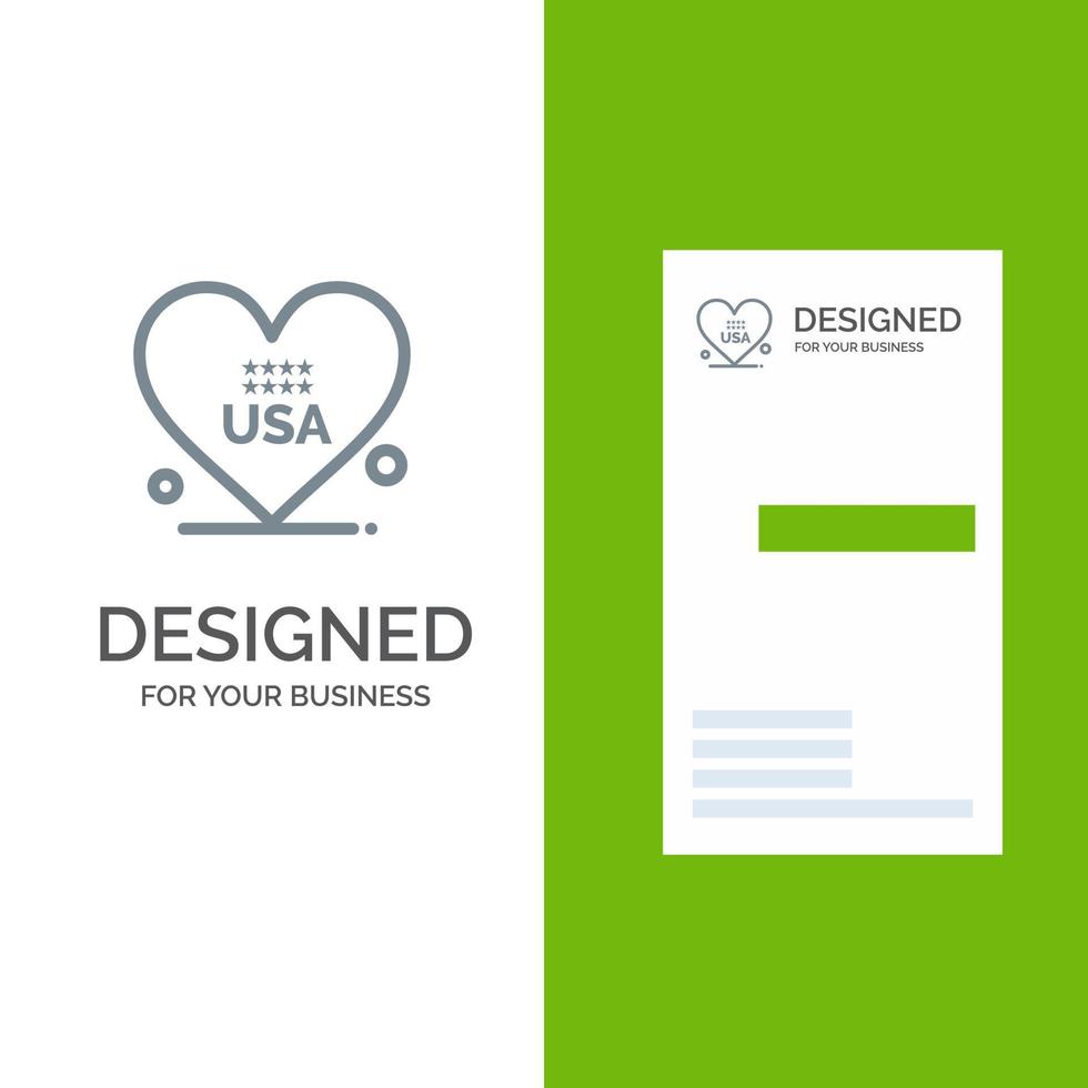 corazón amor americano usa diseño de logotipo gris y plantilla de tarjeta de visita vector