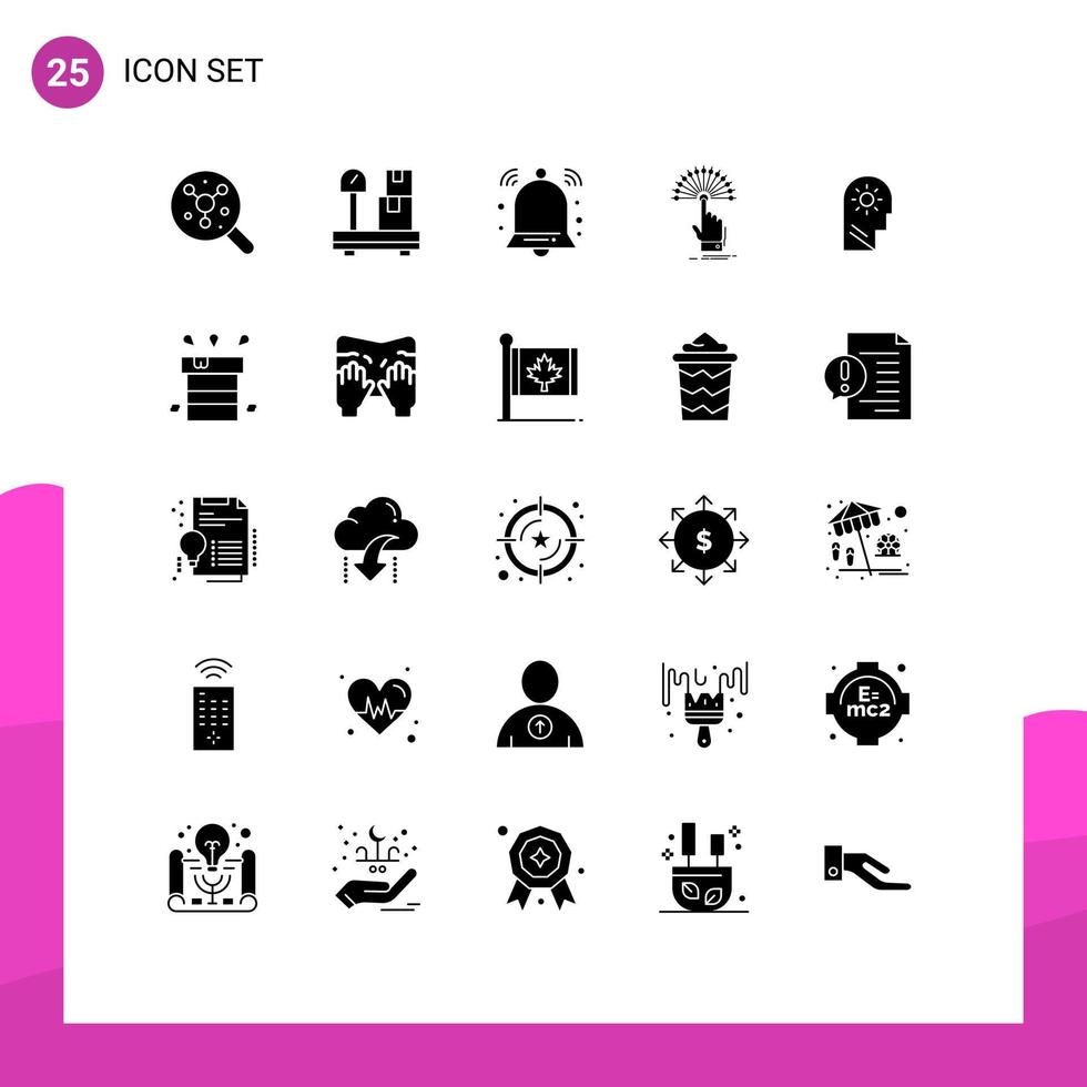 25 Universal Solid Glyphs Set for Web and Mobile Applications control analytic bell digital touch Editable Vector Design Elements