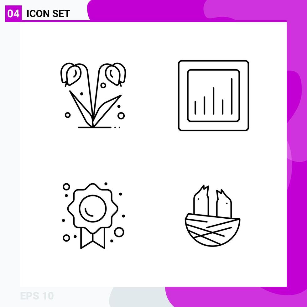 Line Icon set. Pack of 4 Outline Icons isolated on White Background for Web Print and Mobile. vector