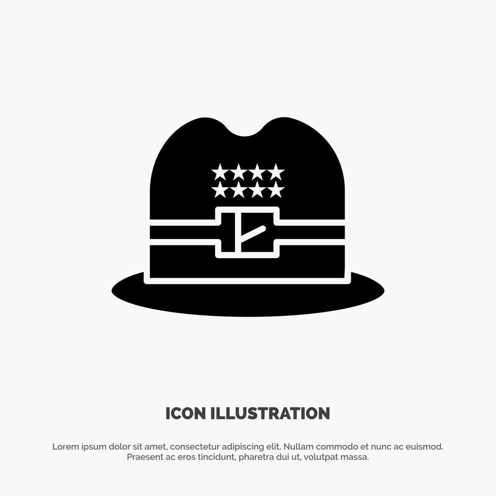 Hat Cap American solid Glyph Icon vector