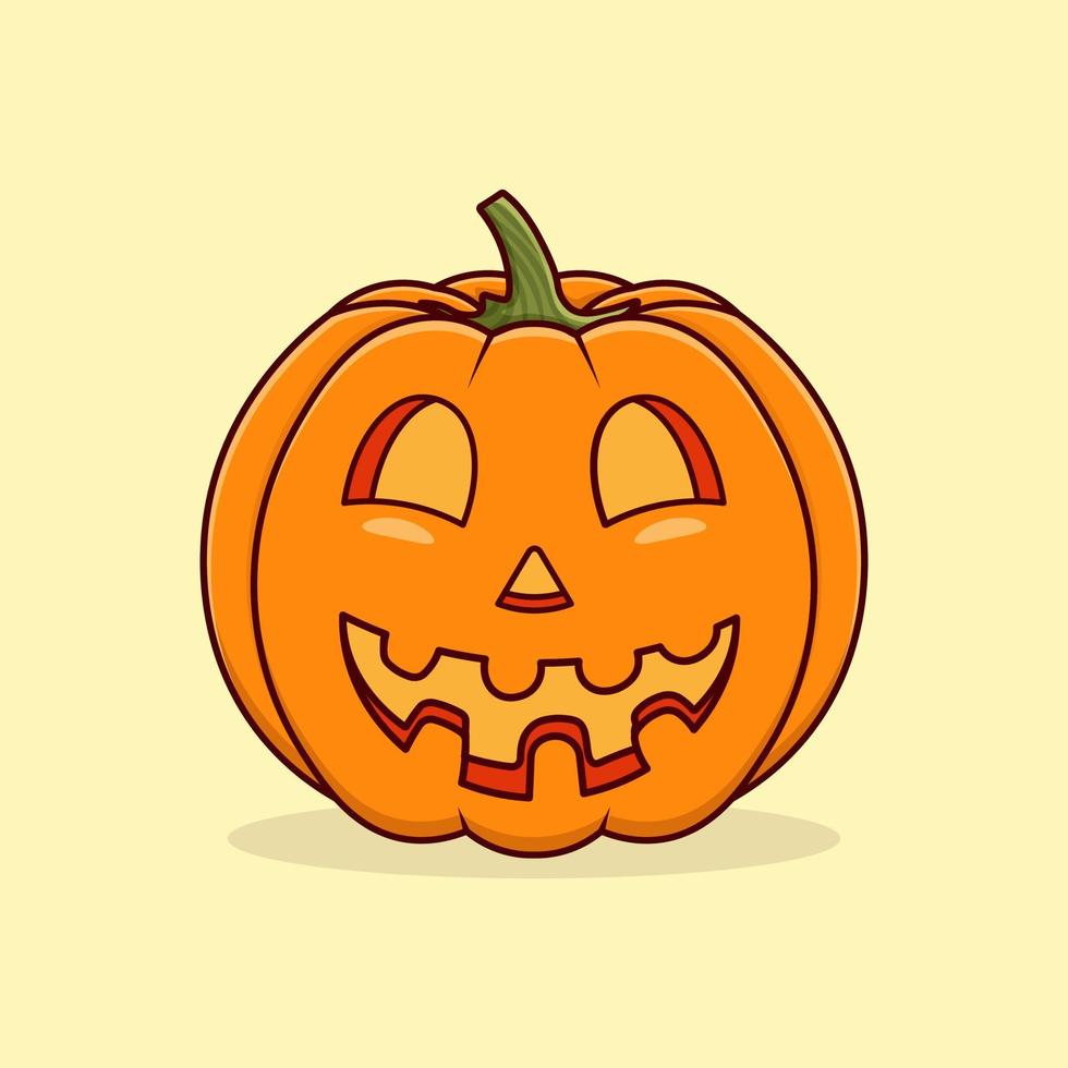 ilustración de fruta de calabaza sonriente con dientes torcidos vector