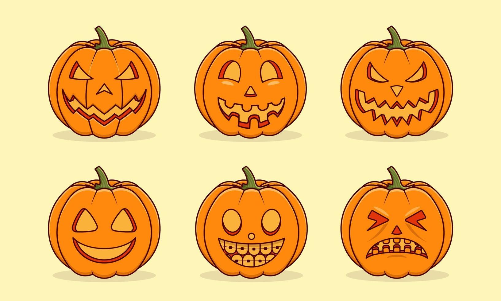 Pumpkin cartoon vector icon set