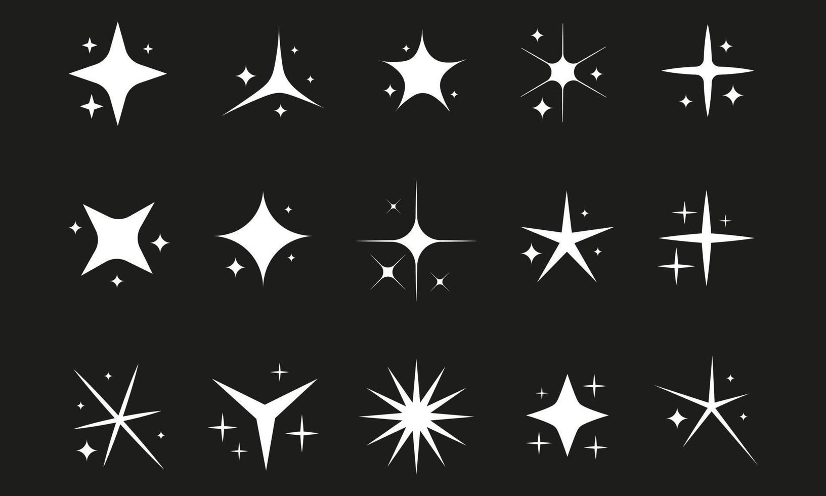 Sparkling stars icon set 14873538 Vector Art at Vecteezy