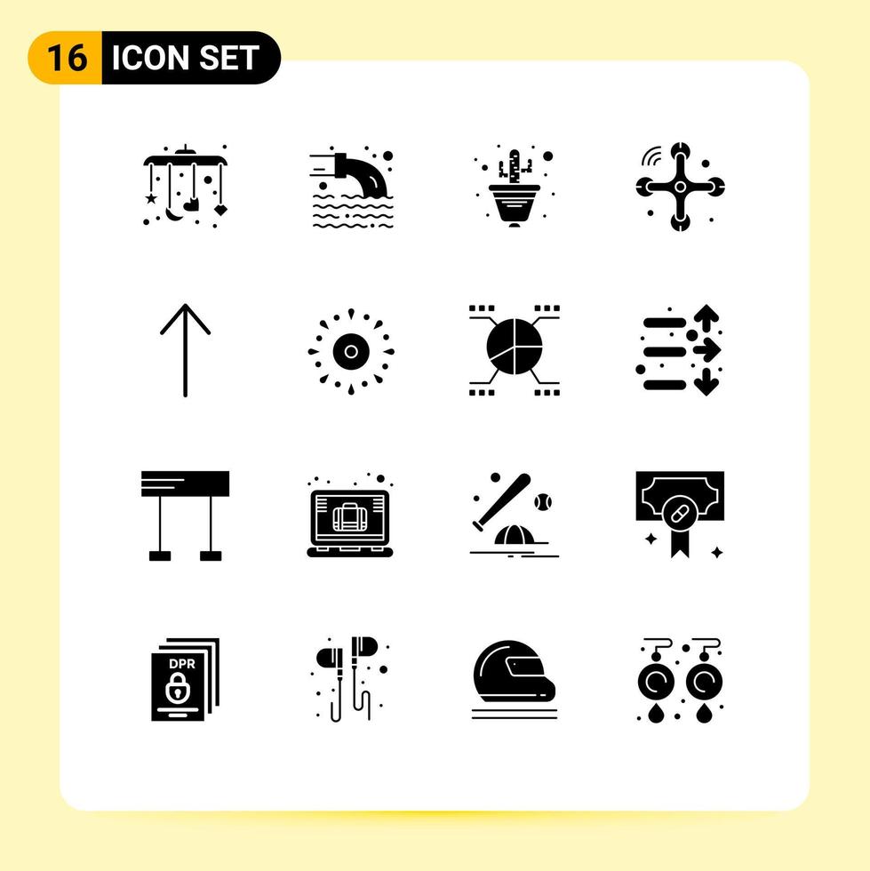 Pictogram Set of 16 Simple Solid Glyphs of celebration arrow flower internet of things connections Editable Vector Design Elements