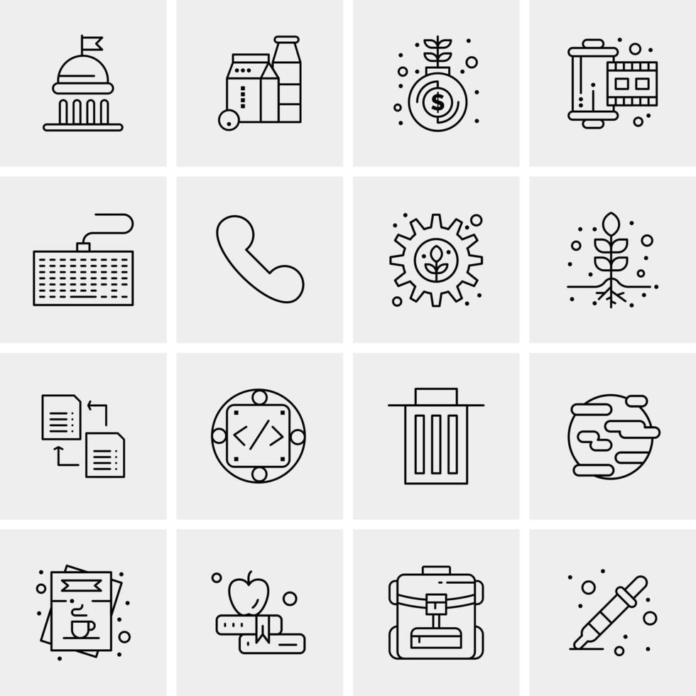 16 iconos universales de negocios vector ilustración de icono creativo para usar en proyectos relacionados con la web y dispositivos móviles