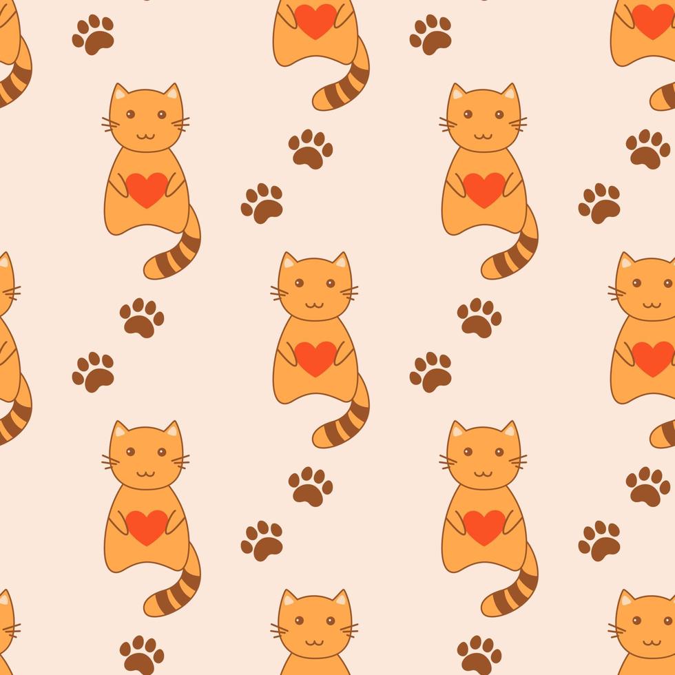 cute cats and pawprint vector