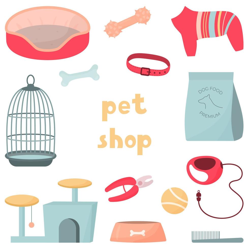 pet shop elements set vector