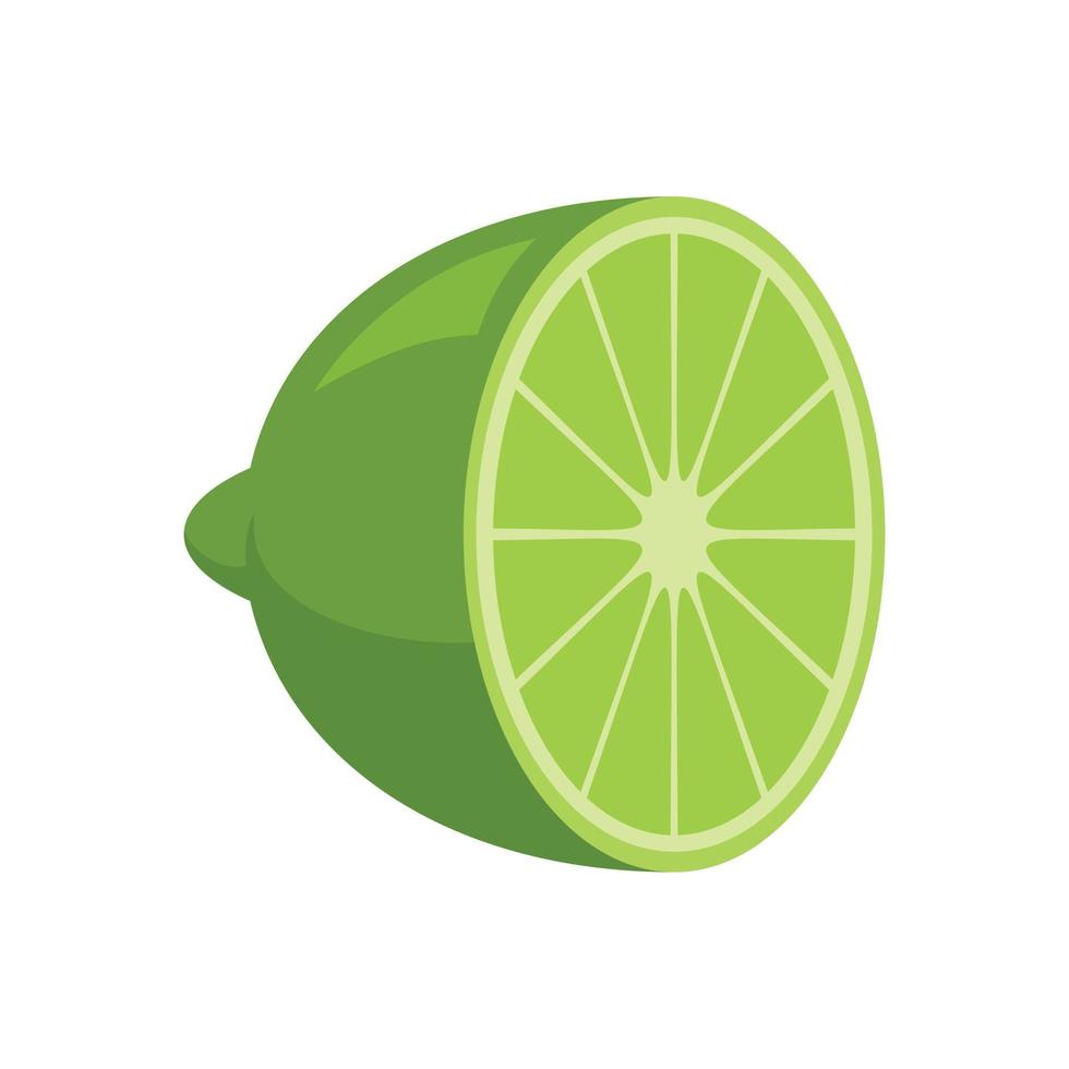 Half lime icon flat isolated vector