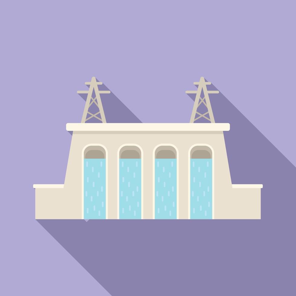 Water plant icon flat vector. Electric turbine vector