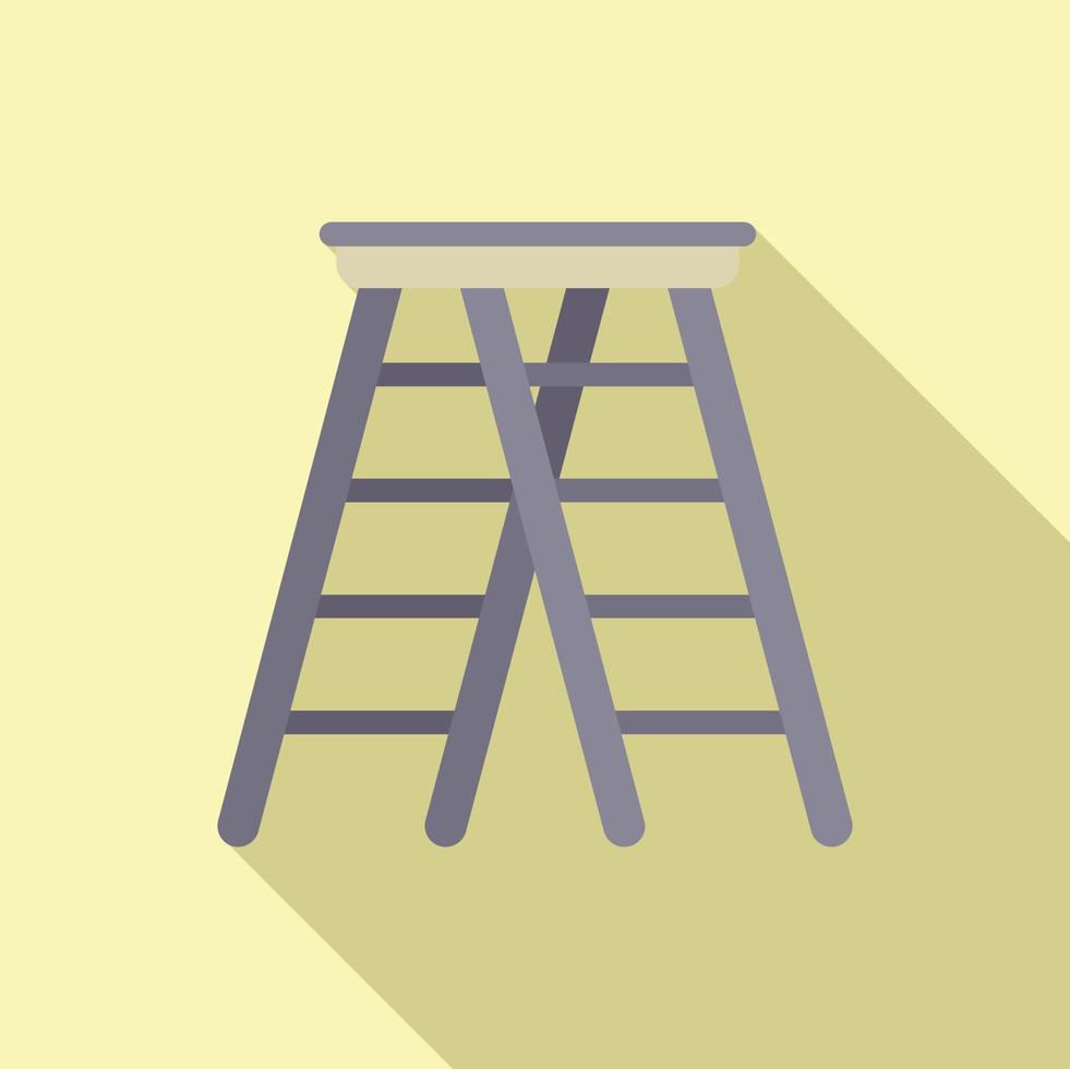 Construction ladder icon flat vector. Wooden step vector