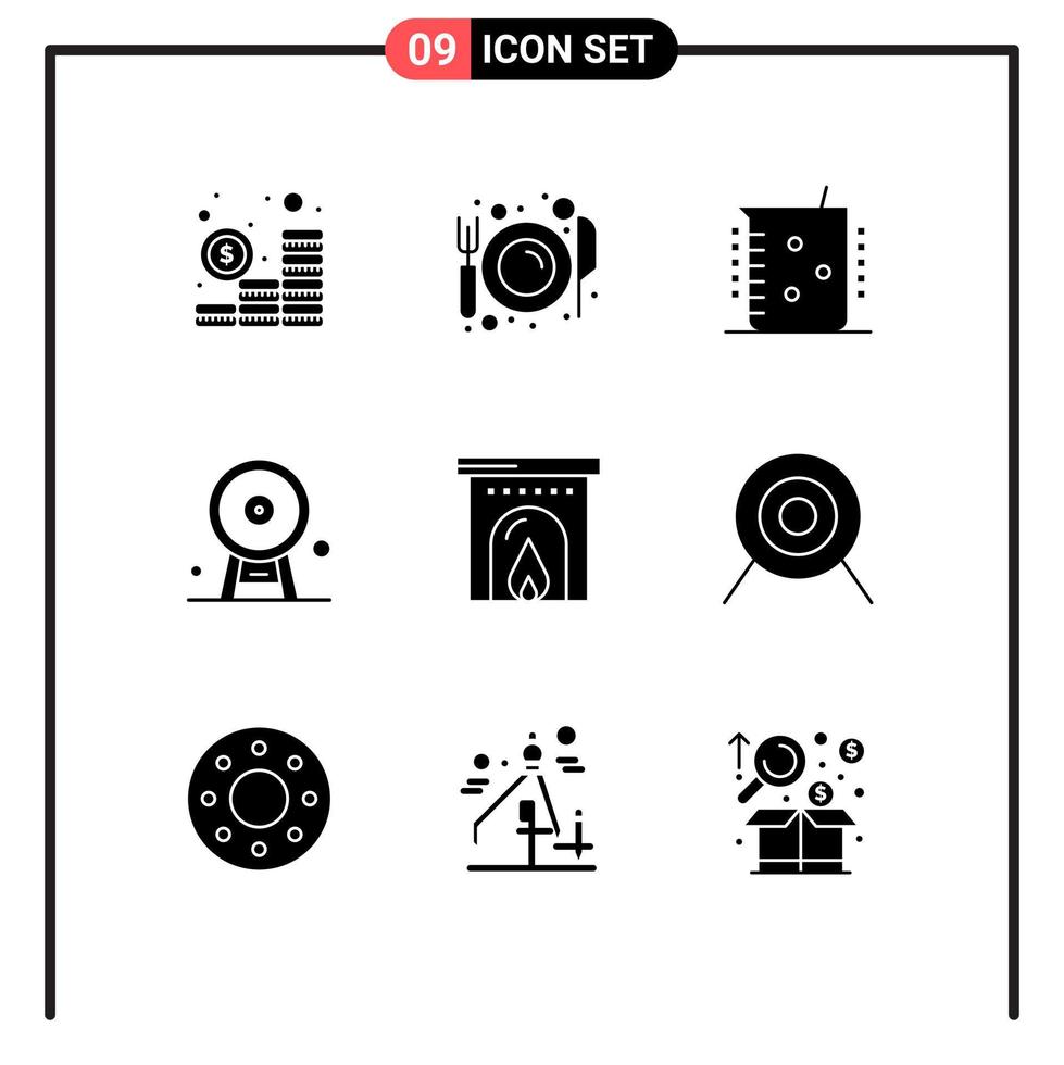 grupo universal de símbolos de iconos de 9 glifos sólidos modernos de elementos de diseño de vectores editables de laboratorio químico de arquitectura de restaurante de inglaterra