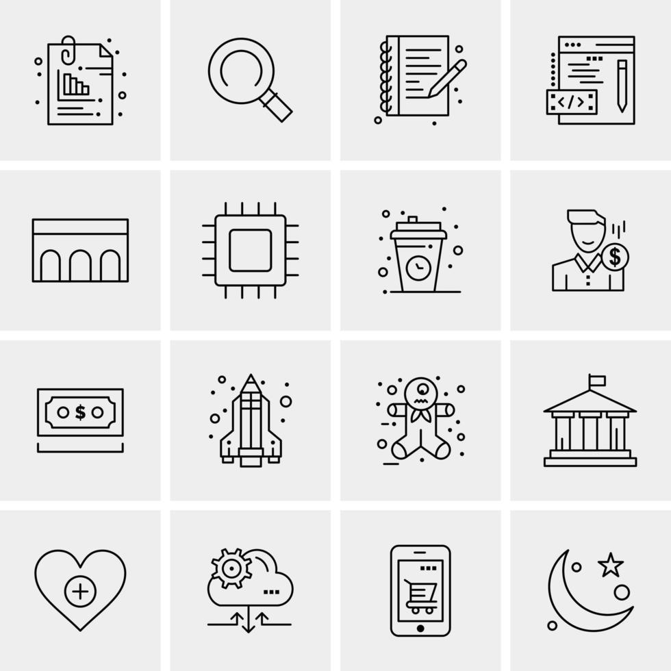 16 iconos universales de negocios vector ilustración de icono creativo para usar en proyectos relacionados con la web y dispositivos móviles