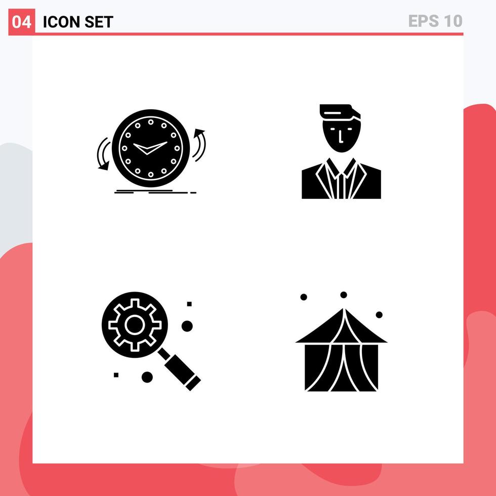 Modern Set of Solid Glyphs and symbols such as backup mr counter ceo gear under magnifier Editable Vector Design Elements