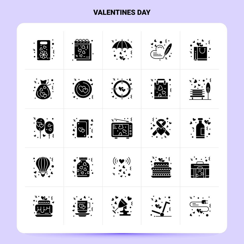 sólido 25 conjunto de iconos del día de san valentín diseño de estilo de glifo vectorial conjunto de iconos negros diseño de ideas de negocios web y móvil ilustración vectorial vector