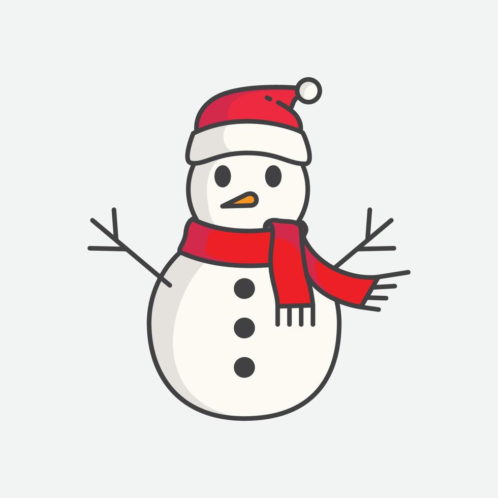 Snowman with hat vector. Snowman icon template. Winter symbol icon. Christmas and New Year greeting card design element. Vector illustration