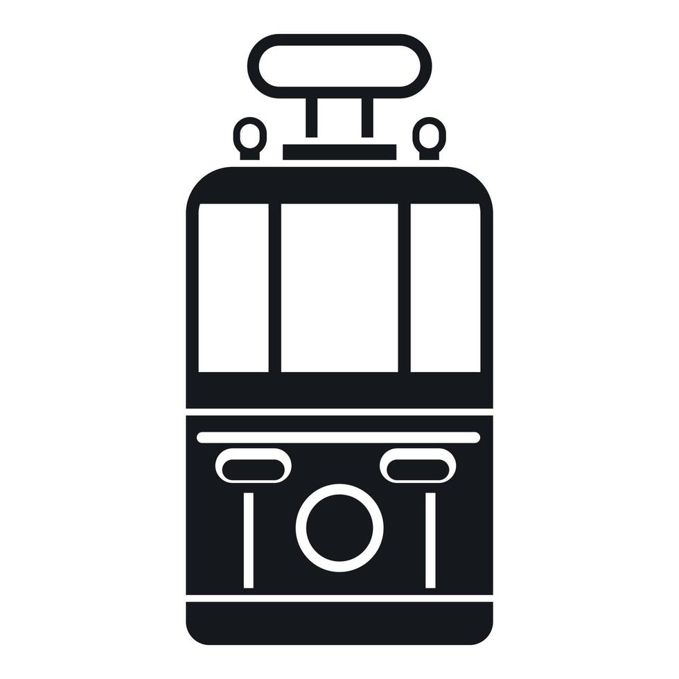Tram front view icon, simple style vector