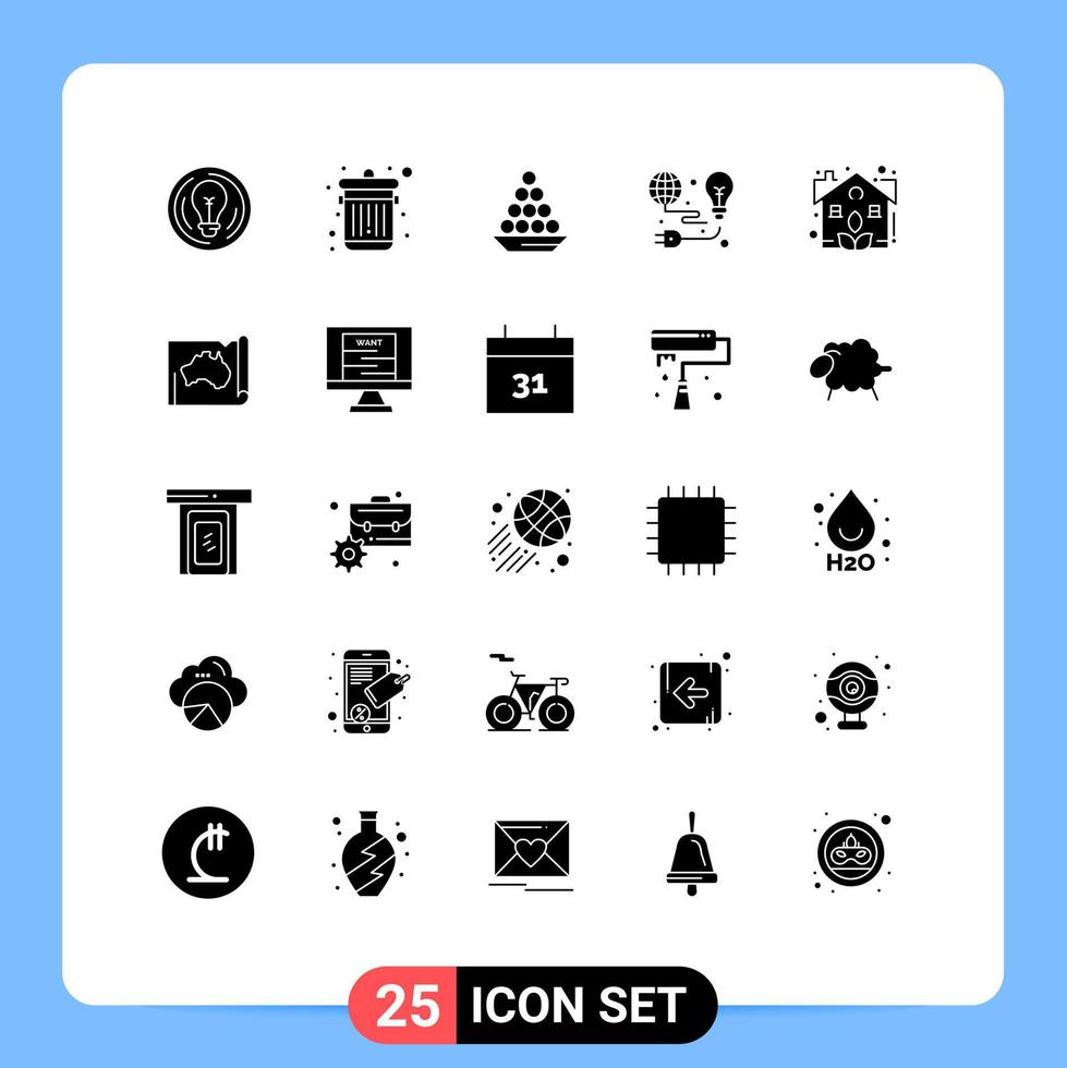 Stock Vector Icon Pack of 25 Line Signs and Symbols for light protection bowl treat laddu Editable Vector Design Elements