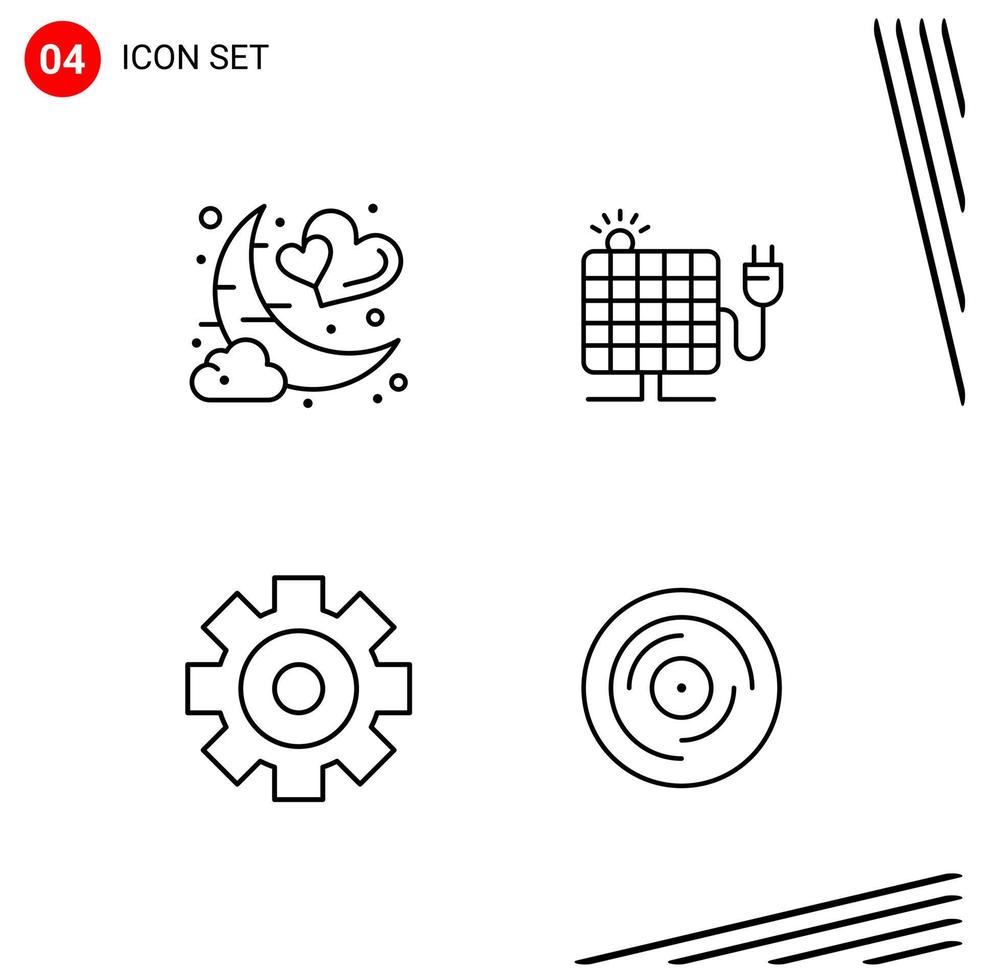 colección de 4 iconos vectoriales en estilo de línea. símbolos de contorno perfectos de píxeles para web y móvil. signos de icono de línea sobre fondo blanco. 4 iconos. vector