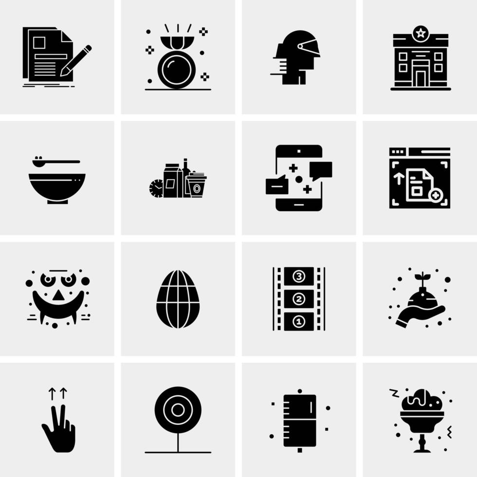 16 iconos universales de negocios vector ilustración de icono creativo para usar en proyectos relacionados con la web y dispositivos móviles