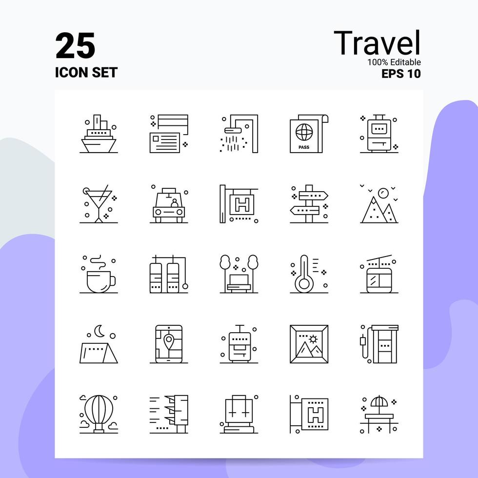 25 Travel Icon Set 100 Editable EPS 10 Files Business Logo Concept Ideas Line icon design vector