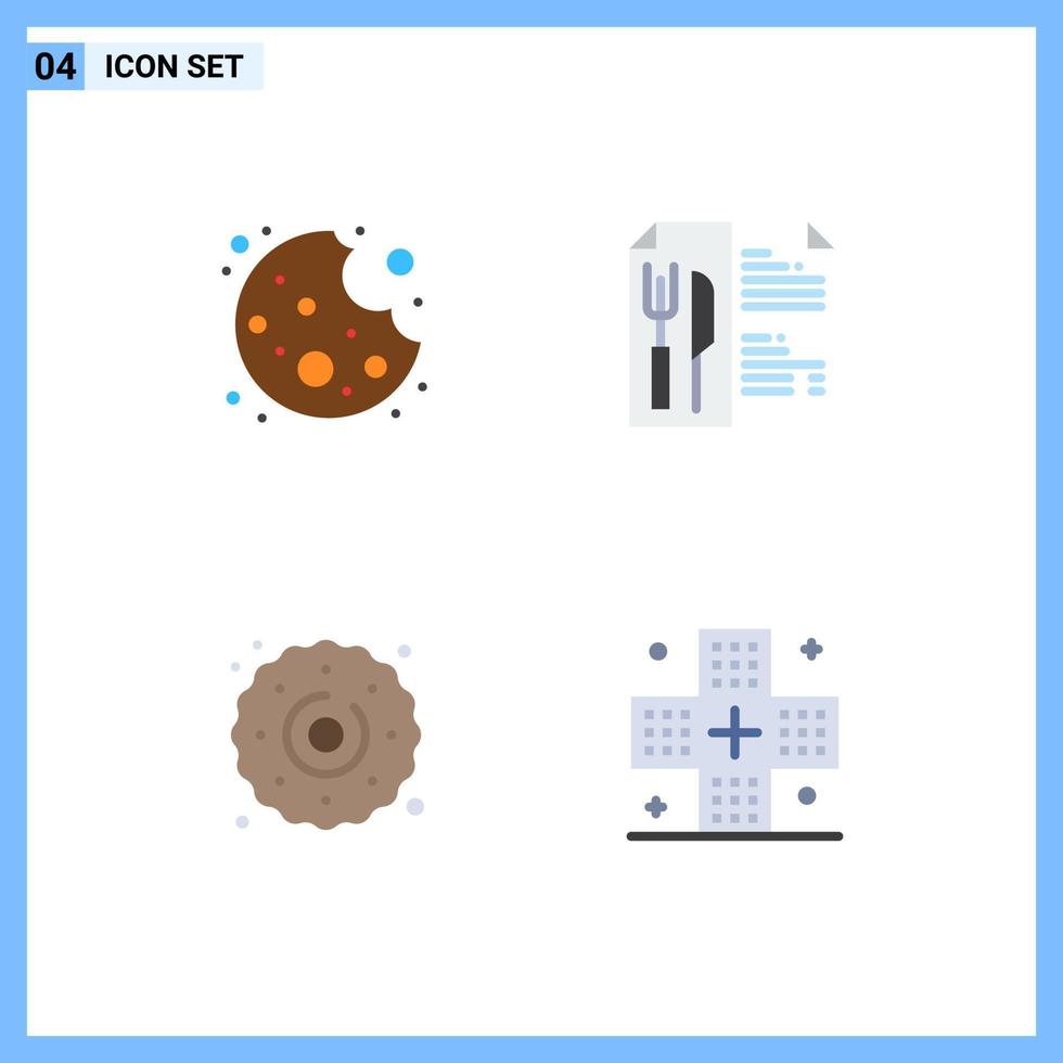 4 Creative Icons Modern Signs and Symbols of bite sweets food cookie fitness Editable Vector Design Elements