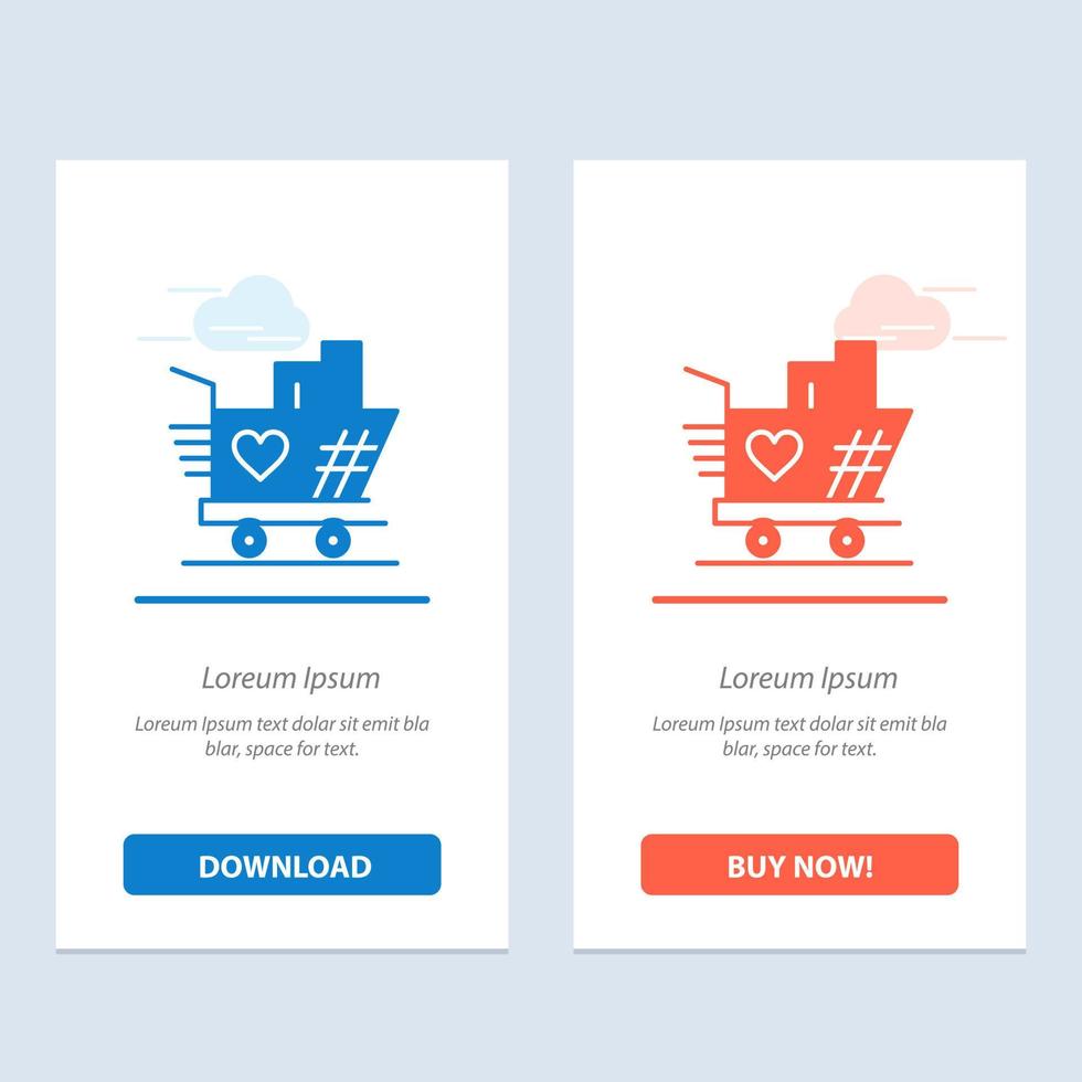 Trolley Love Wedding Heart  Blue and Red Download and Buy Now web Widget Card Template vector