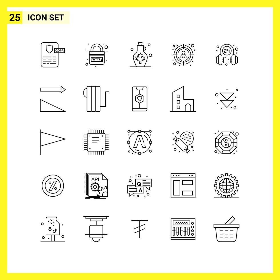 25 Icon Set. Simple Line Symbols. Outline Sign on White Background for Website Design Mobile Applications and Print Media. vector