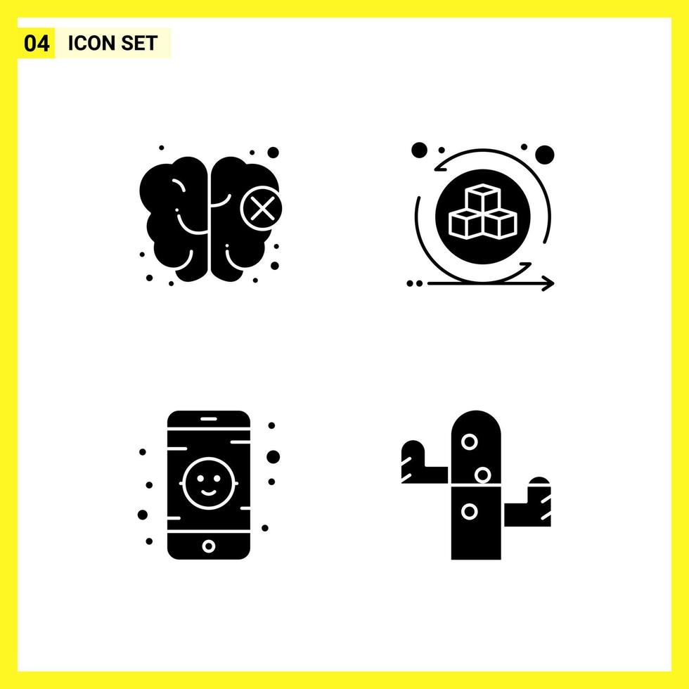 4 Icon Set. Simple Solid Symbols. Glyph Sign on White Background for Website Design Mobile Applications and Print Media. vector