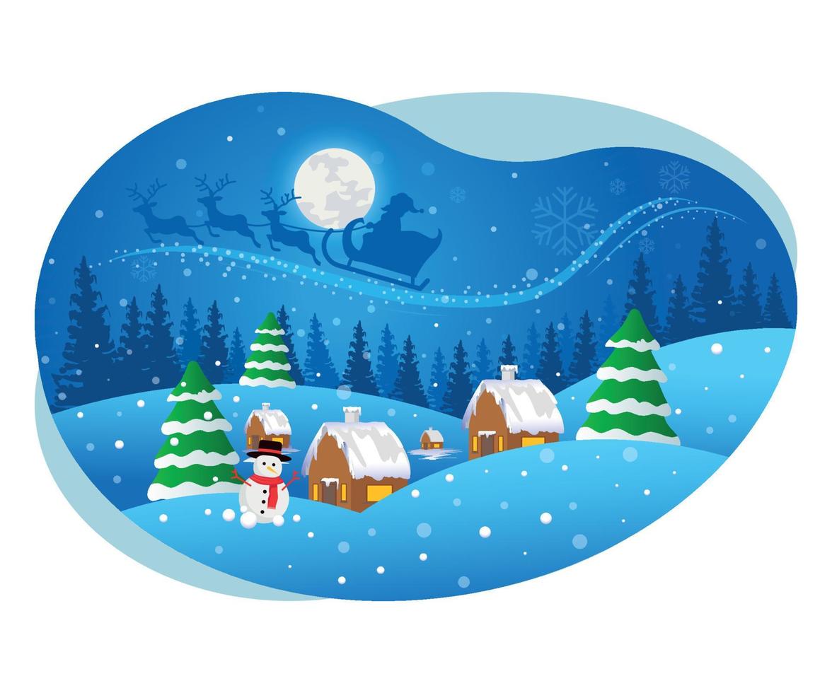 ilustración hermosa de la víspera de nieve de navidad. vector