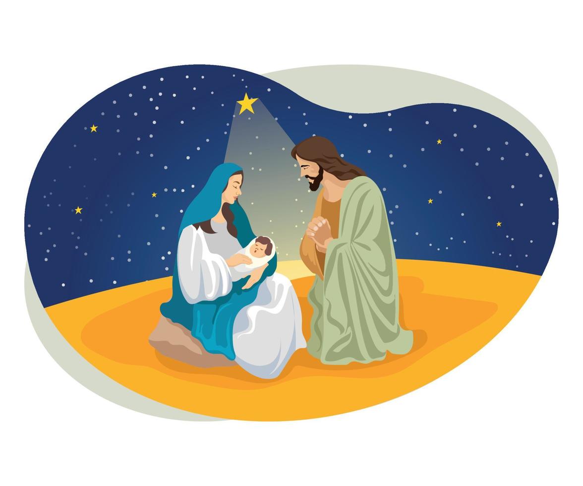 Jesus and mother Mary illustration. vector