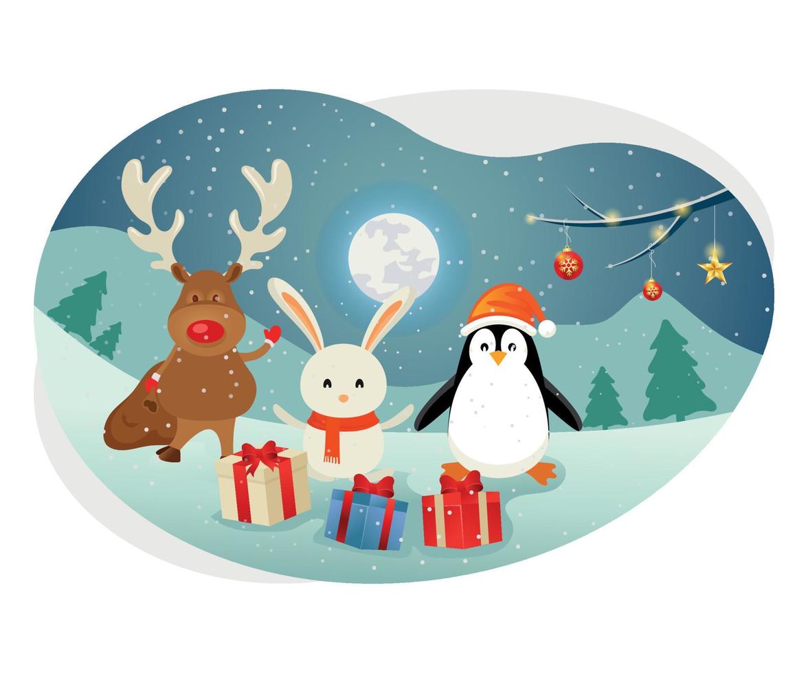 Greeting christmas beautiful illustration. vector