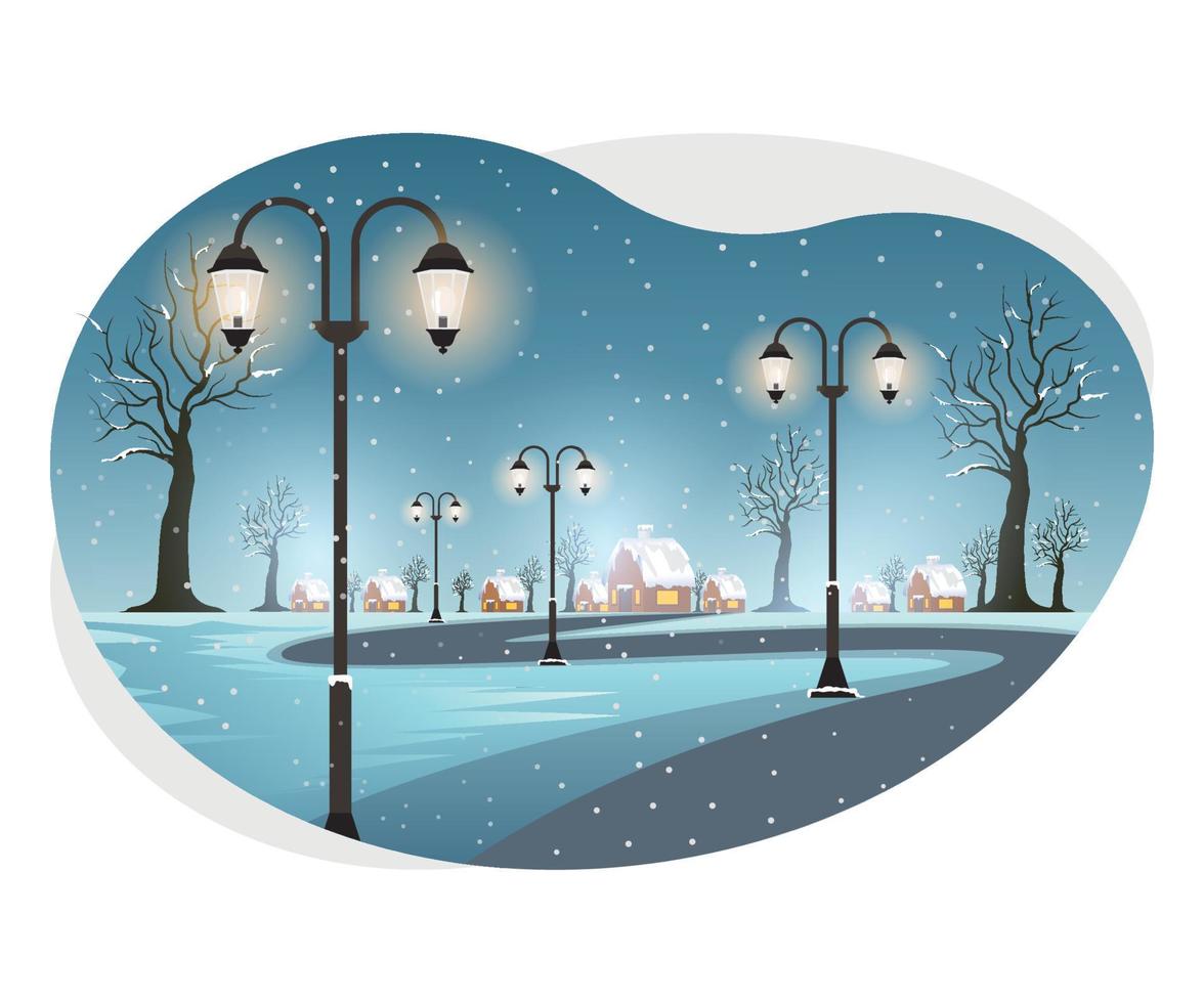 noche de navidad invierno hermosa ilustración. vector