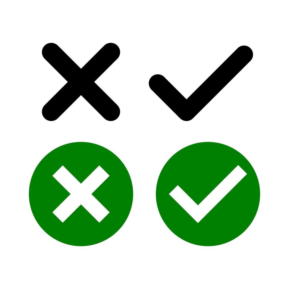 check mark and wrong mark on white background vector