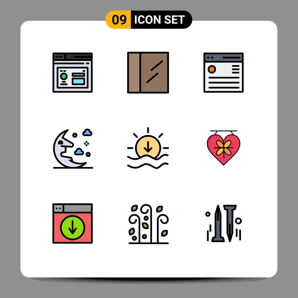 9 Creative Icons Modern Signs and Symbols of weather sun interface sky moon Editable Vector Design Elements