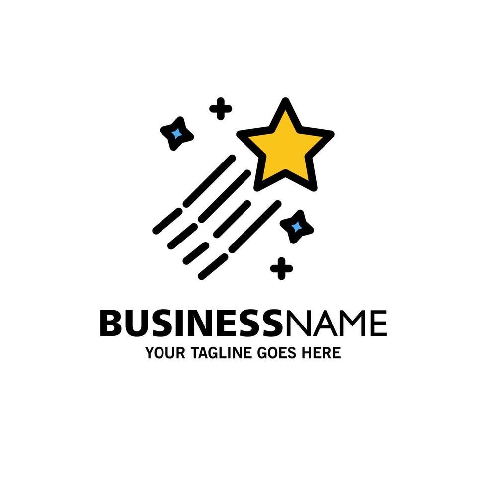 Asteroid Comet Space Star Business Logo Template Flat Color vector