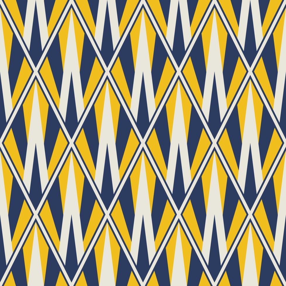 Geometric colorful pattern. Abstract colorful yellow-blue geometric diamond shape seamless pattern background. Use for fabric, textile, home interior decoration elements, upholstery, wrapping. vector
