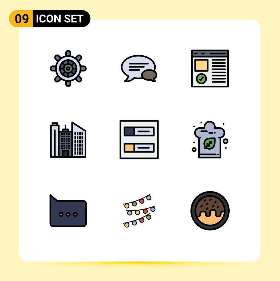 9 iconos creativos signos y símbolos modernos de perfiles cuentas codificación edificio de oficinas elementos de diseño vectorial editables vector